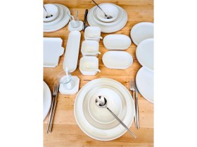 Resim Casa De Bella 124 Parça Modern ve Sade Tasarımlı 12 Kişilik Yemek ve Kahvaltı Takımı – Şık Sofralar İçin 