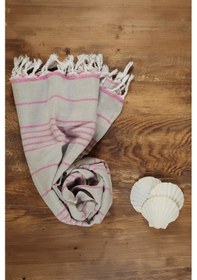 Resim Sarev Rufus Pembe Pamuk Keten Plaj Havlusu 90x160 Cm Pembe 