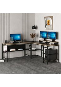 Resim Minarmobilya Minar Greta L Köşe Çalışma Masası - Dore/Siyah Ceviz 