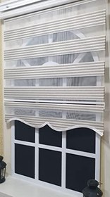 Resim StorBurada Zebra Stor Perde Mavi Çizgili Etek Dilimli ST 011 Ekru 40 x 200 