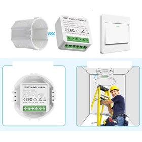Resim TUYA Wifi Akıllı Anahtar 2 Çıkış ( Kuru Kontak ) Panjur Kepenk Vs Kontrol 