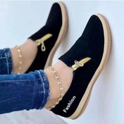 Resim Bir Beden Sipariş Edin Kadın Spor Ayakkabı Düz Ayakkabı Rahat Yumuşak Taban Fermuar Slip-on Loafer'lar Anne Ayakkabısı Artı Boyutu 35-43 Siyah 
