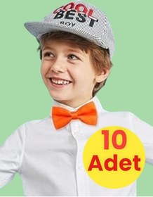 Resim Tezzgelsin Erkek Çocuk Saten Papyon 10 Adet Turuncu 