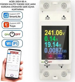 Resim Tuya Destekli Akıllı Wifi Yüksek Voltaj Güç Tüketim 63 Amper 