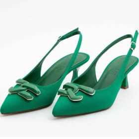 Resim Ruxene Mui Kapalı Sivri Burun 6cm Ince Topuk Toka Detaylı Arkası Açık Stiletto - Topuklu Ayakkabı 