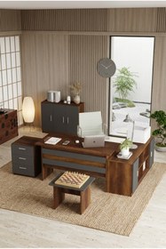 Resim L'occi Concept Diego Abcef Ofis Büro 5'li Masa Takımı Barok-antrasit Gri 