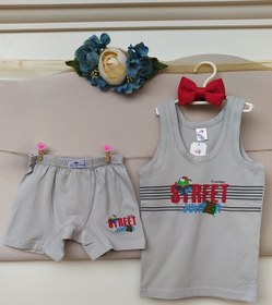 Resim İki Yıldız Erkek Bebek-çocuk Desenli Pamuklu Atlet Boxer Külot Takımı 