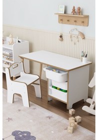 Resim 3 Çekmeceli Aktivite Masası Çocuk Masa Sandalye Seti Oyuncak Dolabı -tek Sandalyeli Çok Renkli 