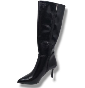 Resim İzlife 692 Kadın Siyah Uzun Fermuarlı İnce Topuklu Çizme Siyah 