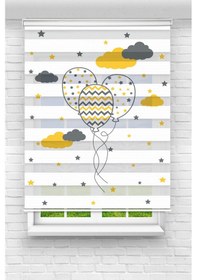 Resim Perdecizade Enxboy Sarı Balon Dijital Baskılı Zebra Perde-cocuk Odası-stor Perde Renkli 