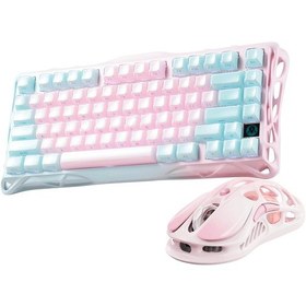 Resim Gravastar Mercury K1 Lite Mekanik Gaming Klavye Ve M1 Pro Kablosuz Optik Mouse Seti, Lumen Rose Optik 