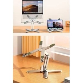 Resim Assess Store 3 Eksenli Yüksekliği Ayarlanan Alüminyum Ergonomik Laptop Standı, Laptop Yükseltici 15.6" 