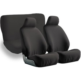 Resim Mirsepet Toyota Hilux araçlara özel penye kumaş oto koltuk kılıfı ile uyumlu koruma sağlar Siyah 
