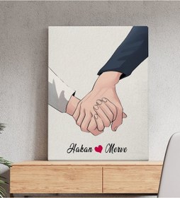 Resim Bk Gift Kişiye Özel Sevgili El Ele Tasarımlı Kanvas Tablo-5 50x70 , Sevgiliye Hediye, Sevgililer Günü Hediyesi Kobitmeyencom33687 Bk Gift 