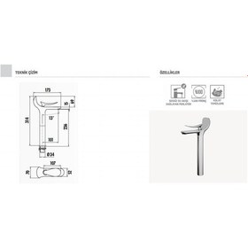Resim Creavit Foglia Uzun Lavabo Armatürü Bataryası Fg6501 