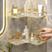 Resim 1 üçgen banyo duvara monte edilebilir depolama rafı, hafif lüks banyo rafı, banyo atık rafı, kozmetik depolama rafı, banyo aksesuarları, Raflar 