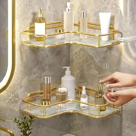 Resim 1 üçgen banyo duvara monte edilebilir depolama rafı, hafif lüks banyo rafı, banyo atık rafı, kozmetik depolama rafı, banyo aksesuarları, Raflar 