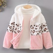 Resim Rahat & Sevimli Kız Çocukları Leopar Desenli ve Pembe Polar Astarlı Fermuarlı Kapüşonlu Ceket - Sonbahar/Kış için Sıcak, Kalın Polyester Karışımı, Uzun Kollu, Günlük Tarz 