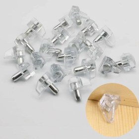 Resim Glaswen Kristal Raf Pimi Şeffaf Cam Ahşap Metal Raf Tutucu Çivisi Mobilya Dolap Pimi (50 Adet) 