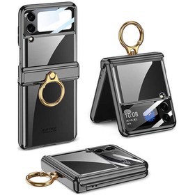 Resim Kupa Samsung Galaxy Z Flip 4 Kılıf Kamera Korumalı Renkli Kenar Yüzüklü Şeffaf Ince Şık Silikon Kapak 