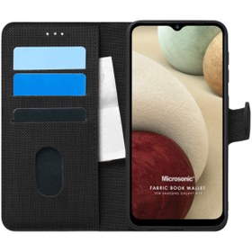 Resim Samsung Galaxy A12 Kılıf Fabric Book Wallet Siyah 