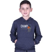 Resim Kapüşonlu Kanguru Cepli Champıon Baskılı Erkek Çocuk Sweatshirt Füme 