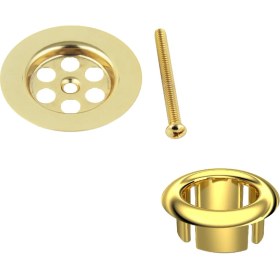 Resim Fkn Altın Lavabo Süzgeci ve Su Taşma Yüzüğü 