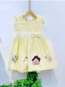 Resim Zekids Kız Bebek Fiyonklu Patch Nakışlı Elbise-14527 Sarı 