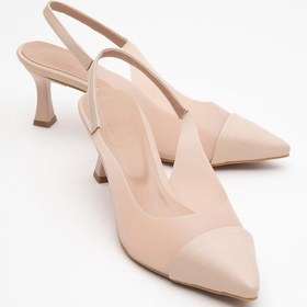 Resim Luvishoes Luvi Shoes Moore Ten Şeffaf Arkası Açık Sivri Burun Kadın Topuklu Ayakkabı Ten Rengi 