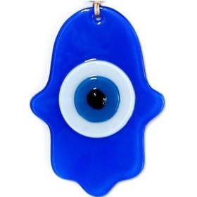 Resim Nazar Boncuklu Renk Fatma Ana Bereket Eli Cam Duvar Süsü 