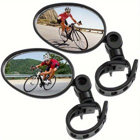 Resim 2 adet 360° Dönebilen Bisiklet Arka Görüş Aynaları - Geniş Görüş, Dağ & Yol Bisikletleri için Konveks Lens - Dayanıklı Akrilik, Çok Renkli, Yansıtıcı, Bisiklet 