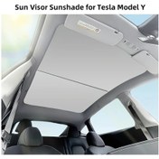 Resim Xuweiwei Tesla Model Y 2021 2023 İçin Beyaz Katlanır Cam Tavan Güneşlik Uv Korumalı Isı Yalıtım 