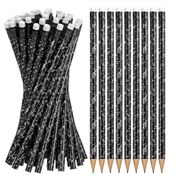 Resim 30 adet Müzik Notu Kalemleri Silgilerle - Siyah Ahşap Kalemler, İnce Uç, 0.5mm Kurşun, Defa Müziği ve Bestecilik İçin İdeal, Müzik Kalemleri 