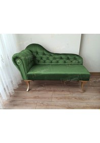 Resim Dekoratif Bihter Koltuk Josefin Puf 120 Cm Gold Ayak Yeşil 