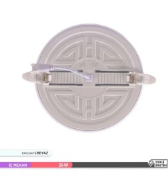 Resim Ack 24W Çerçevesiz Sıva Altı Yuvarlak LED Panel Armatür 6500K Beyaz Işık 