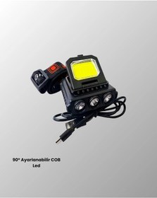 Resim Mey İthalat Cob + Xpe Led Kafa Feneri 800 Lumen Usb Type C Şarjlı Çok Modlu Siyah 