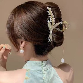 Resim [1pc Elegant Buğday Kulak Saç Tırnak Klips] Elegant Buğday Kulak Saç Tırnak Klips, Leylak Tasarımı, Alaşım Metal Tassel, Büyük Boy, Kadınlar İçin, 14 Yaş ve Üzeri İçin Uygun 