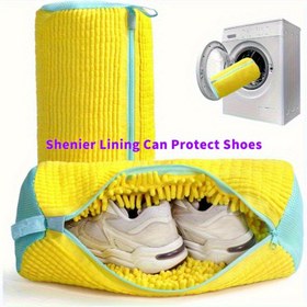 Resim Yüksek Kaliteli, Katlanabilir Tasarım - Spor, Tenis ve Günlük Ayakkabılar İçin Dayanıklı Ayakkabı Temizleme ve Saklama Çantaları - Fermuarlı Kapatma, Seyahat ve Çamaşır için Uygun (4 Renk Seçeneği) 