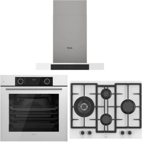 Resim Ferre Beyaz Set ( D101 Beyaz Davlumbaz -ED076-WFA Beyaz Ocak- XE63CB Fryart Beyaz Fırın ) 