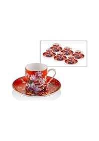 Resim Botanica Red Porselen 12 Parça 6 Kişilik Kahve Fincan Takımı 