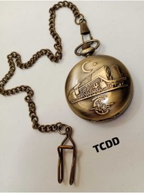 Resim Brality Lüks Köstekli Saat ( TREN TCDD ) ( Eskitme Renk) ( 36 Cm Zincirli) 
