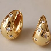 Resim Rhinestone Aksesuarlı Vintage İlhamlı Yıldız Patlama Küpe, Çinko Alaşım ile Paslanmaz Çelik Küpe İğnesi, Günlük ve Özel Durumlar için Çok Yönlü - Kaplama Yok 