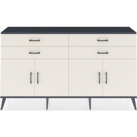 Resim Arges Konsol 2 Raflı 4 Çekmeceli 8 Kapaklı 176x30x99 Antrasit-ayt Antrasit-aytaşı 