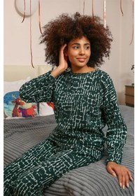 Resim Akbeniz Kadın Uzun Kol 3 İplik Penye Pijama Takım 4181 Yeşil 