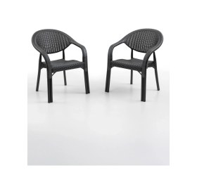 Resim Bamboo 2'li Rattan Sandalye Siyah Siyah 