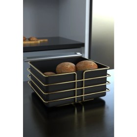 Resim Karteya Paslanmaz Gold Servis Sunum Seti Ekmeklik Ekmek Sepeti Mutfak Havluluk Peçetelik Nihale 4 Parça 