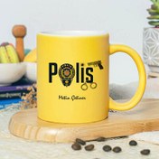 Resim Kişiye Özel Polis Sarı Kupa Bardak 