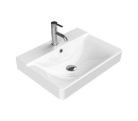 Resim Turkuaz Yeni Mona Etajer Uyumlu Lavabo 60 45 Cm Beyaz 