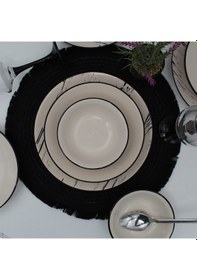 Resim Anka 24 Parça 6 Kişilik Yemek Takımı-desenli Siyah 