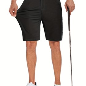 Resim Erkekler için Hafif Esnek Golf Şortları, Hızlı Kuruyan Kumaşla, Dış Mekan Yürüyüşü ve Tırmanış İçin İdeal, 9 İnç Uçlu, Gizli Fermuarlı, Dört Cebi ve Rahat Çalışma İçin Dar Kesimli. 